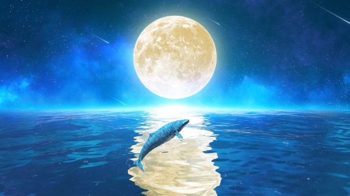 唯美月亮鲸鱼4k（2）-无缝循环
