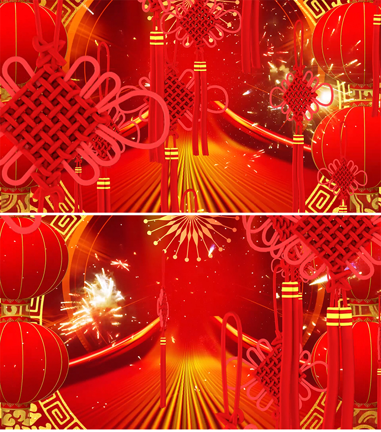 新年喜庆中国结红灯笼春晚舞台背景