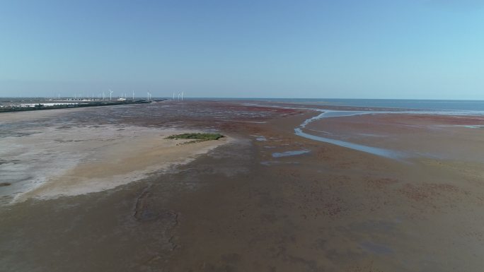 航拍北方海岸泥滩