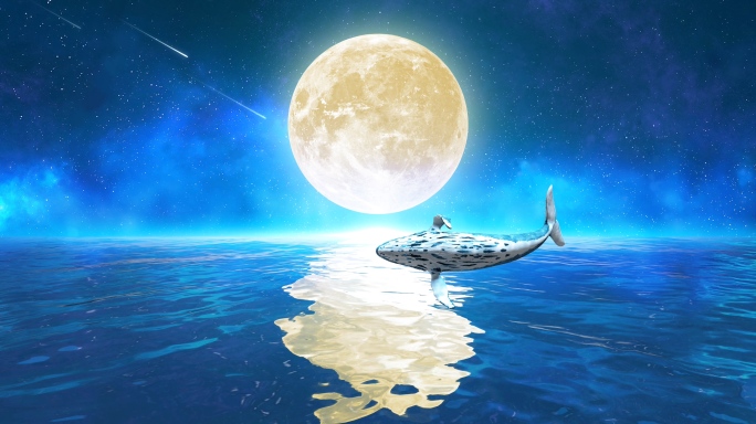 唯美月亮鲸鱼4k（7）-无缝循环