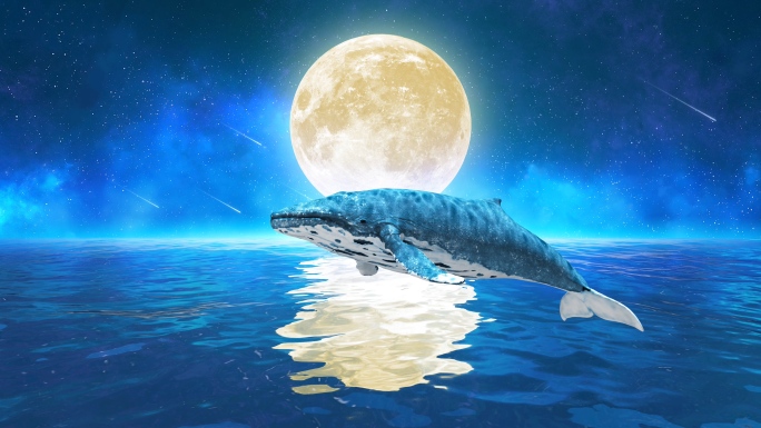 唯美月亮鲸鱼4k（5）-无缝循环