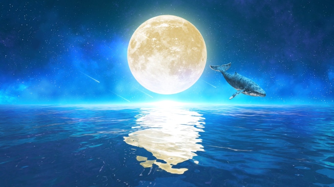 唯美月亮鲸鱼4k（4）-无缝循环