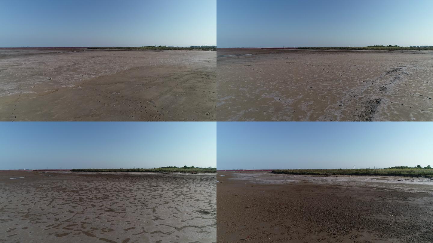 实拍北方海岸湿地泥滩