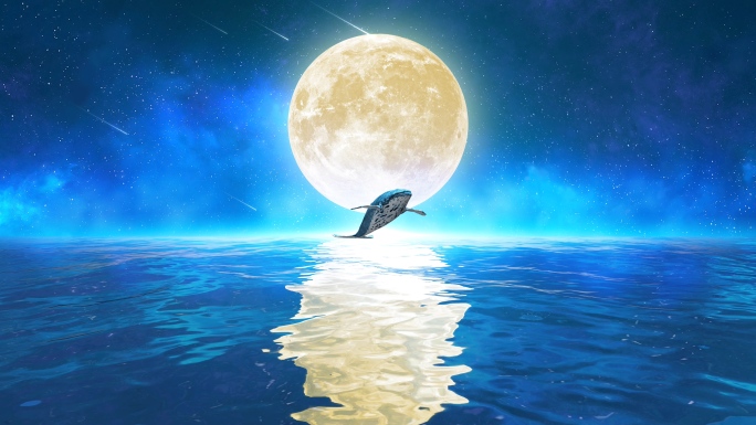唯美月亮鲸鱼4k（6）-无缝循环