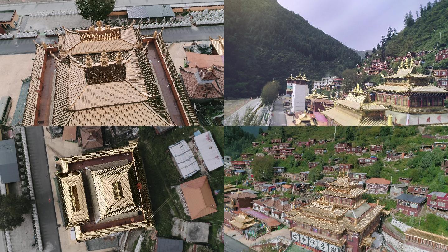 阿坝州壤塘寺庙佛塔碉楼4K航拍