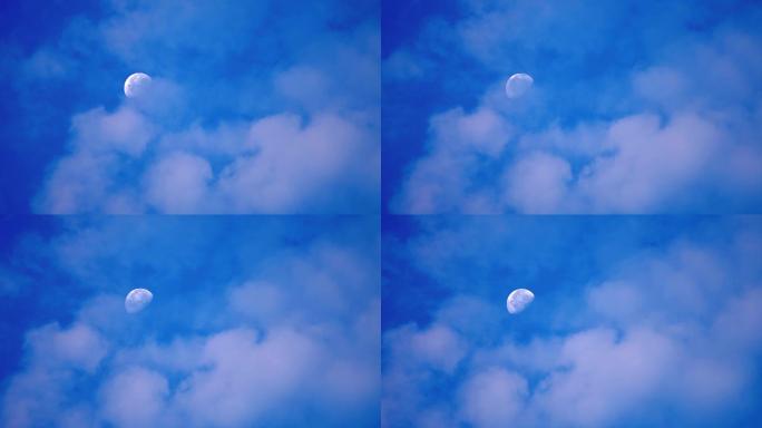 白天天空明月丨4K丨实拍原创