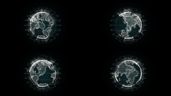 科技世界地图地球图标4k带通道视频