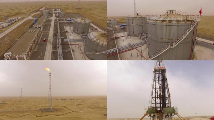 新疆塔克拉玛干沙漠油田航拍