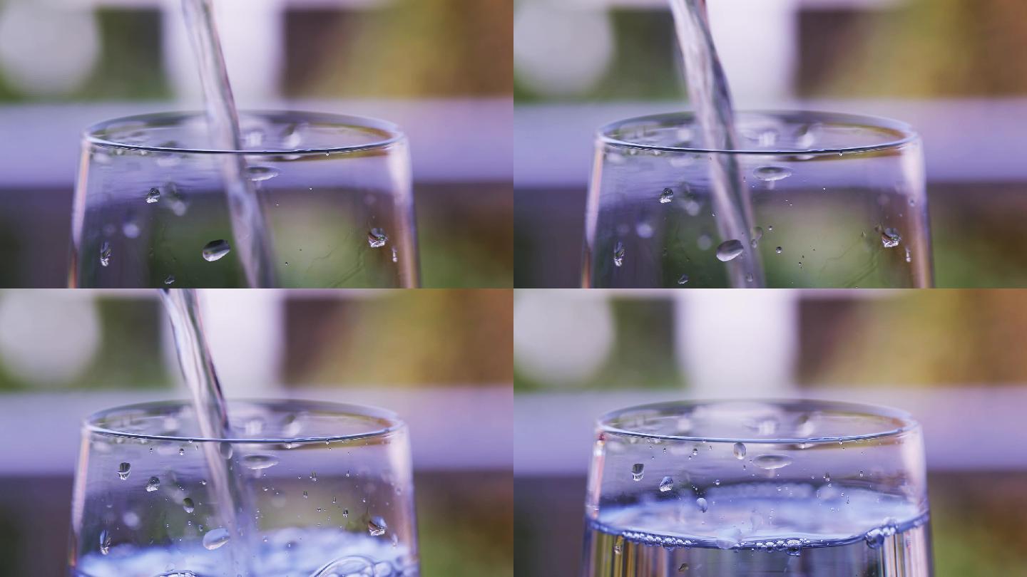 倒水玻璃杯饮用水水资源水杯