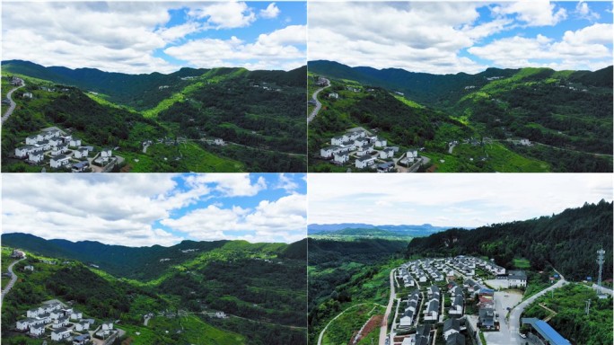 航拍绿色乡村新农村