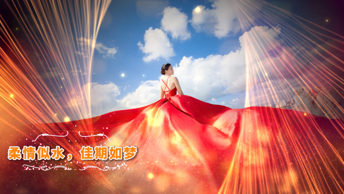 唯美高端金色粒子婚礼图文展示Pr模板