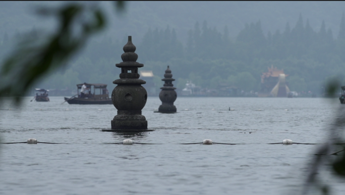 三潭映月近景及西湖俯瞰大全景