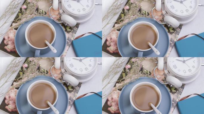 4K时间咖啡闹钟唯美文艺小清新视频素材