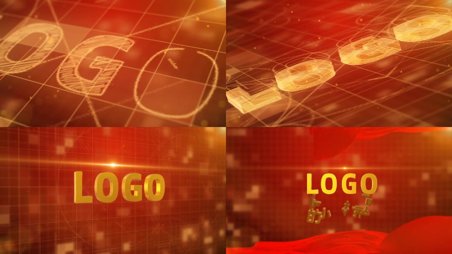 金色科技设计感logo展示红底