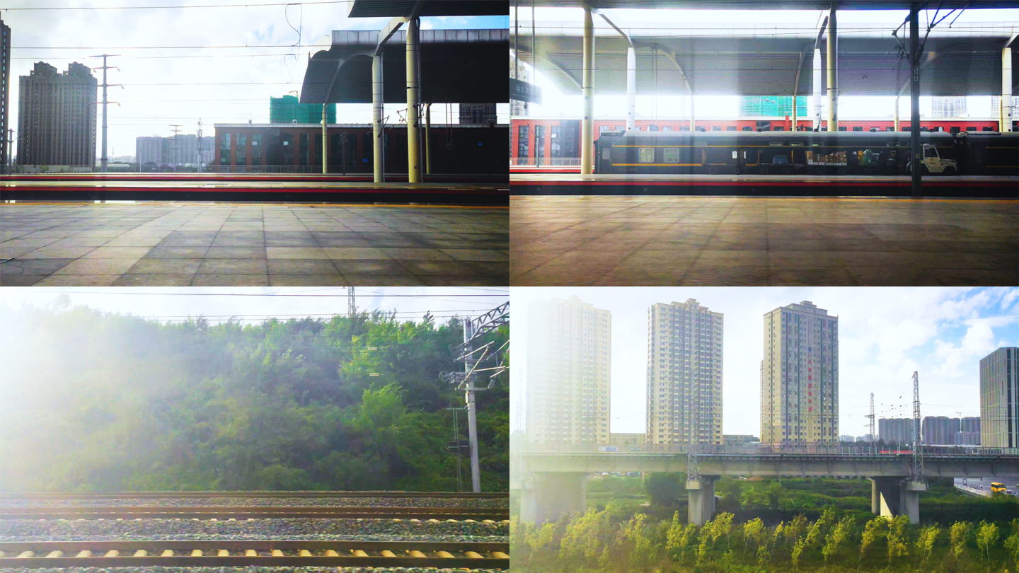 【4K】高铁驶出哈尔滨西站南下阳光秋季