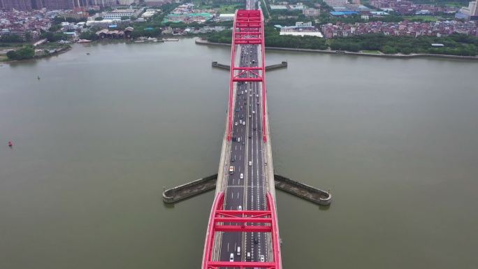 新光大桥广州城市跨江大桥航拍