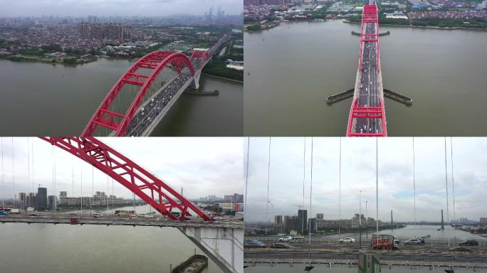新光大桥广州城市跨江大桥航拍