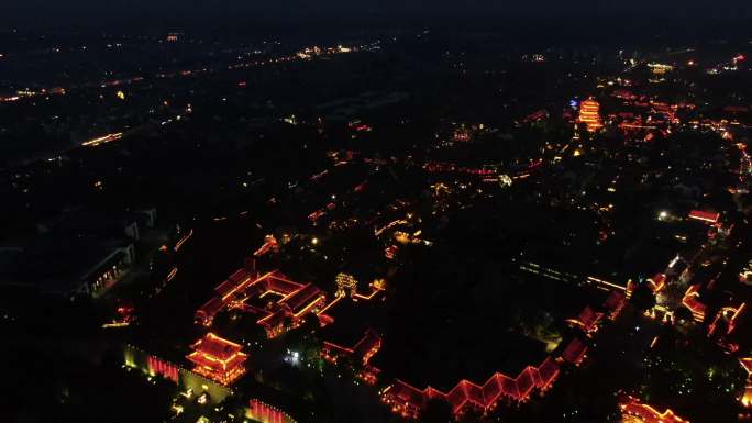 台儿庄古城夜景航拍