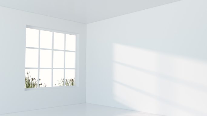 阳光照射进空房间3D渲染