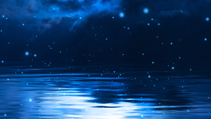 蓝色静谧月光湖面粒子背景