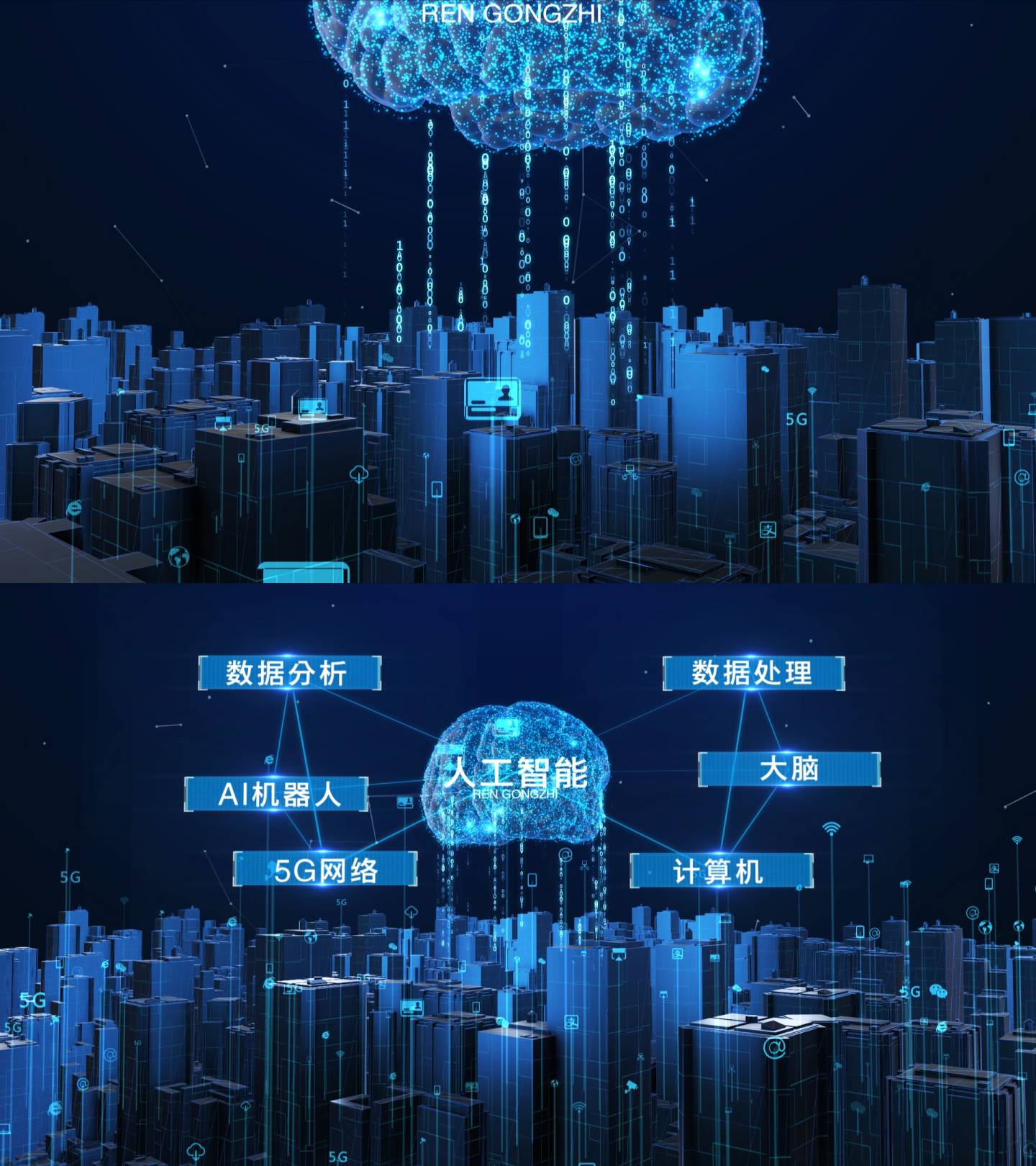 人工智能大脑科技城市AE模板