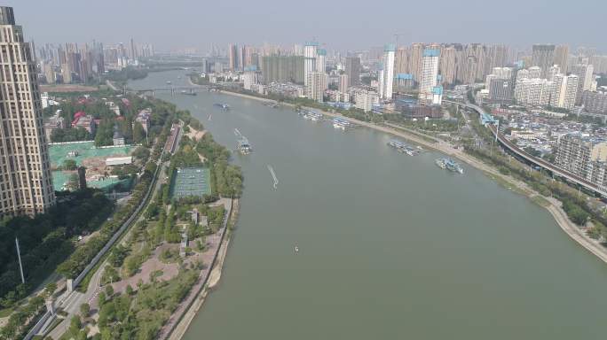 4K-航拍武汉硚口区汉江-原素材