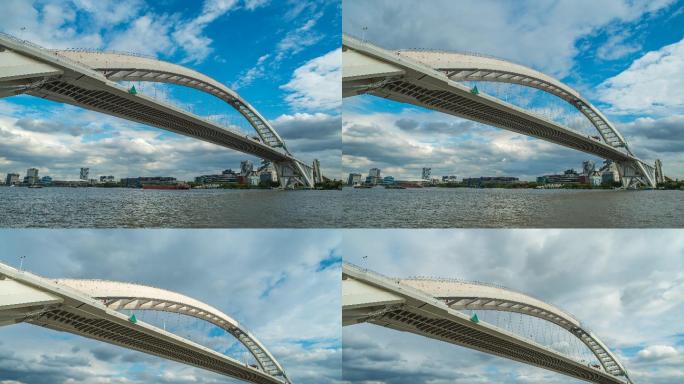 实拍上海黄浦江卢浦大桥6K延时摄影视频素