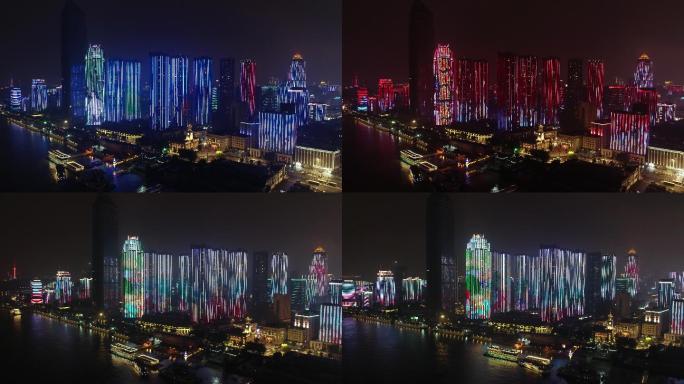 4K-航拍武汉夜景灯光秀-原素材