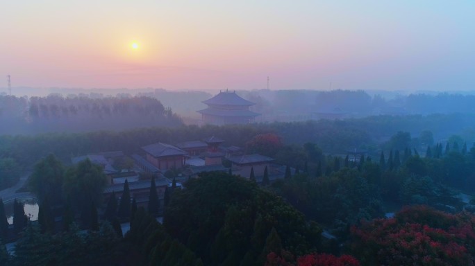 仙气缭绕景区太清宫老子故里航拍