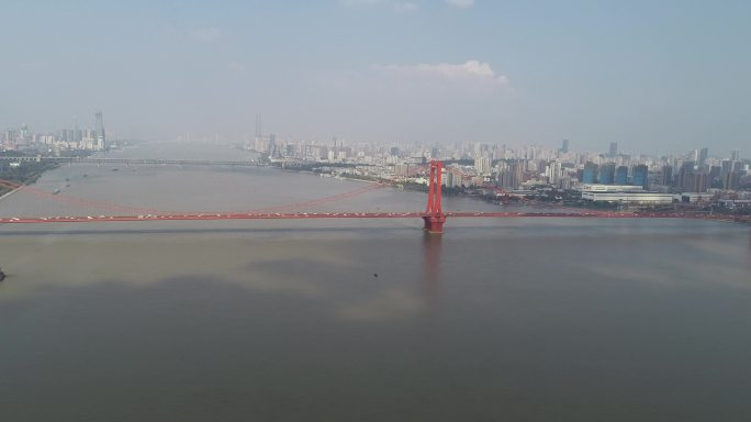 4K-航拍国庆武汉鹦鹉洲长江大桥-原素材