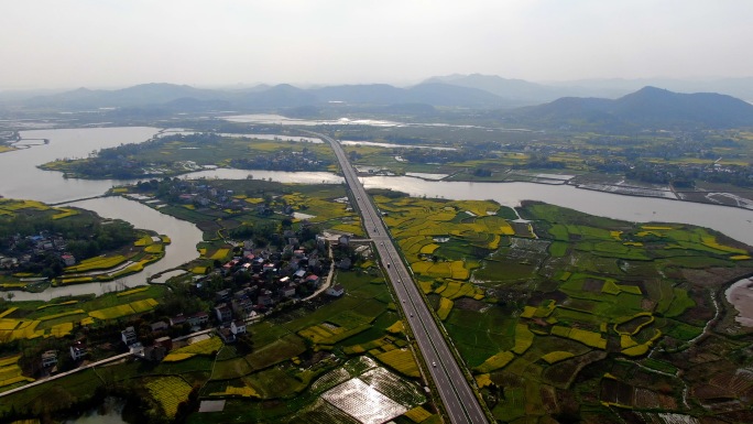 美丽乡村航拍4k油菜花航拍美丽乡村