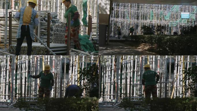 合集_工地工人空镜4K