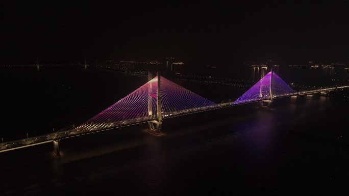4K-航拍武汉长江二桥灯光秀-原素材