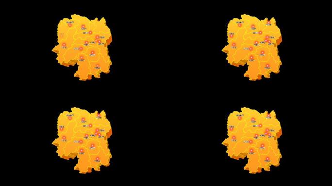 湖南省地图三维立体地图区域通道视频金色