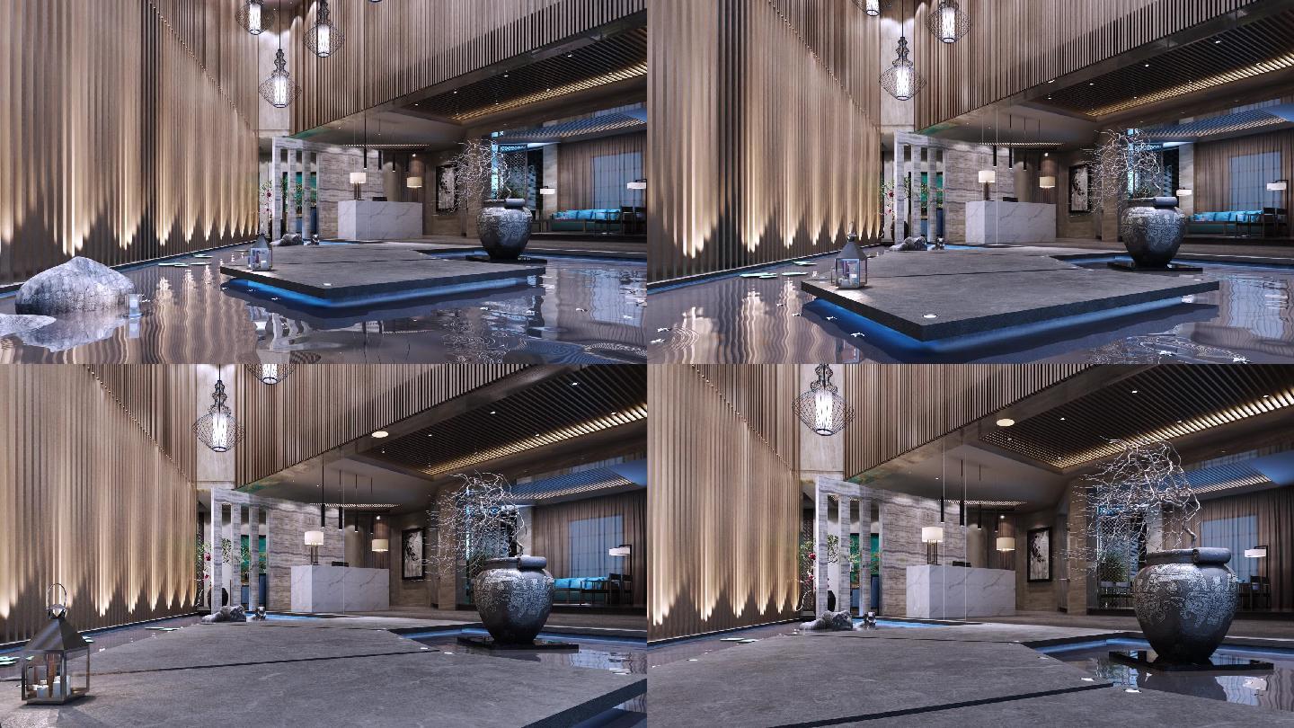 酒店大堂豪华入户大堂建筑动画通用镜头三维