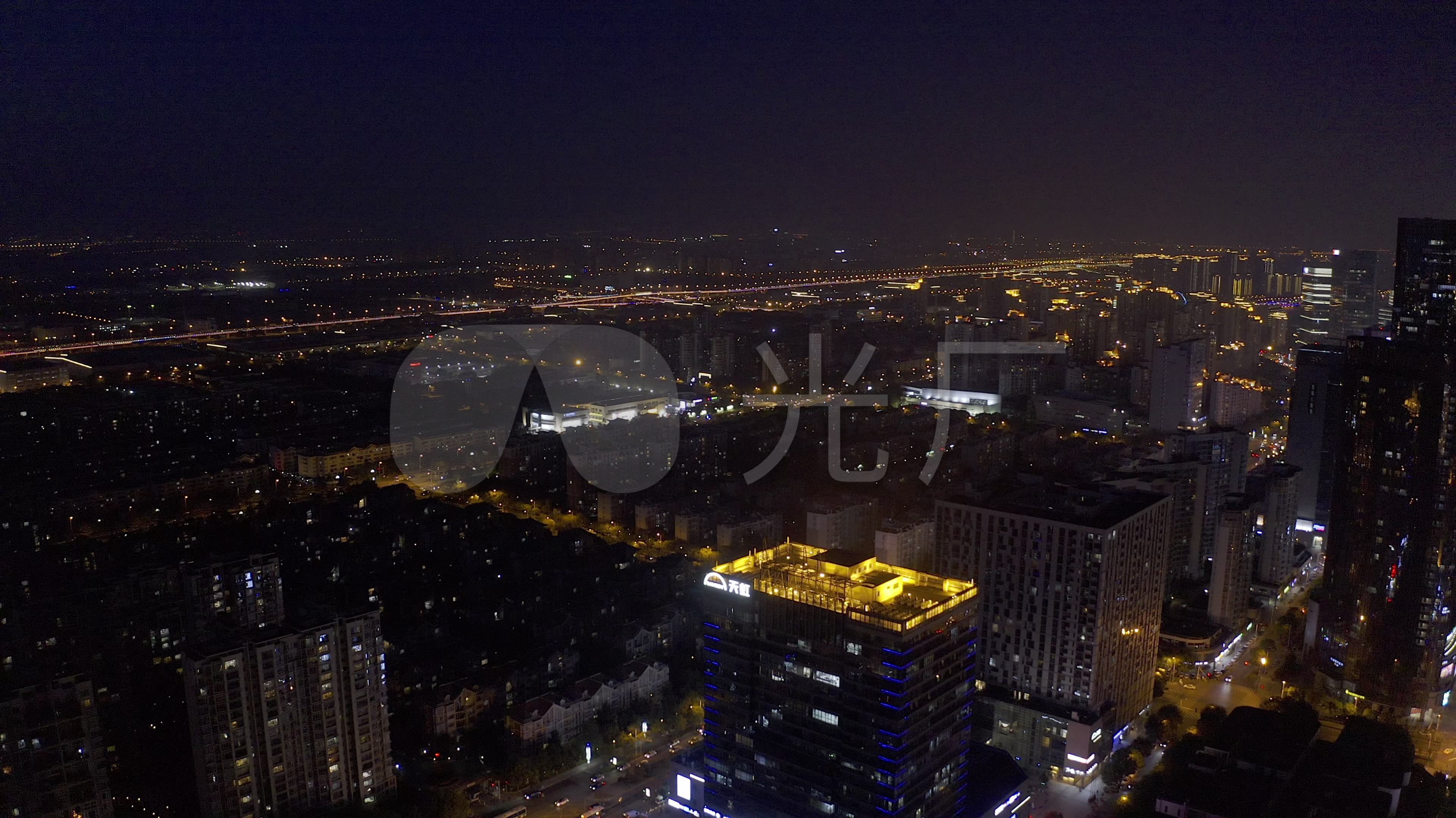 4k-原素材-苏州夜景航拍苏州大道cbd_3840x2160_高清视频素材下载