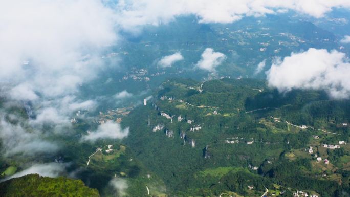 4k航拍恩施建始山川大地蓝天白云海