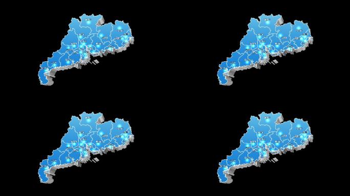 广东省地图三维立体地图区域通道视频蓝色