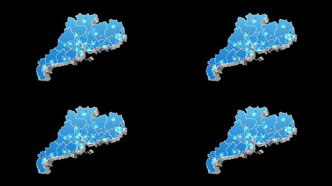 广东省地图三维立体地图区域通道视频蓝色