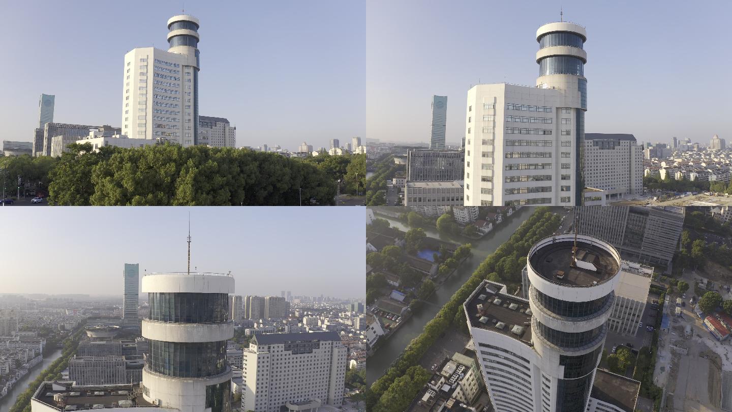 4K-HLG原素材-苏州中国电信大厦航拍