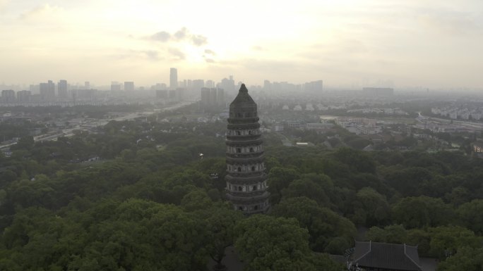 4K-原素材-苏州虎丘塔航拍