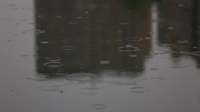 雨点打在湖面上空镜头