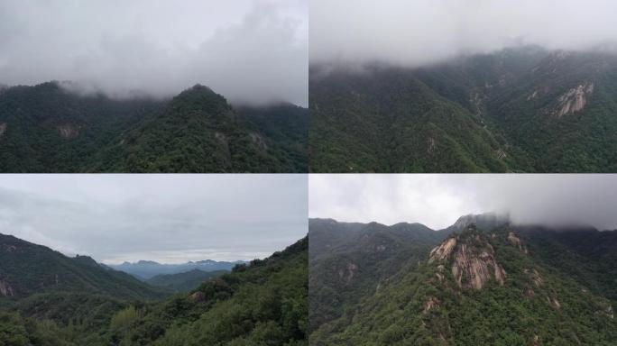 航拍大山云雾缭绕层峦叠嶂