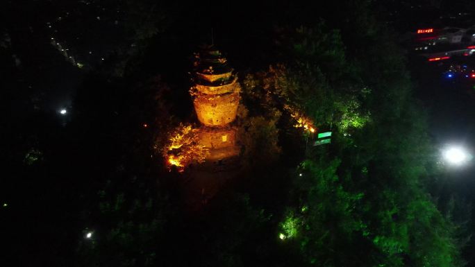 桂林象鼻山夜晚航拍最新4k夜景