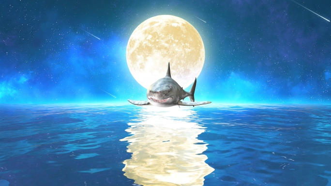 唯美月亮鲨鱼4k（2）-无缝循环