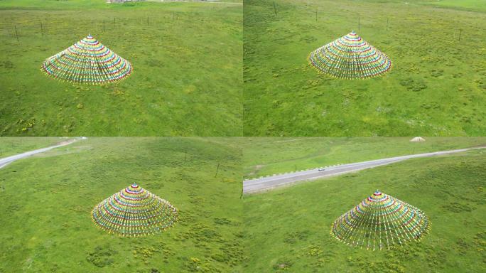 航拍甘南草原经幡_2160p