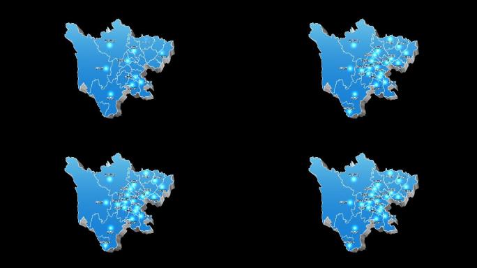 四川省三维立体地图区域通道视频蓝色