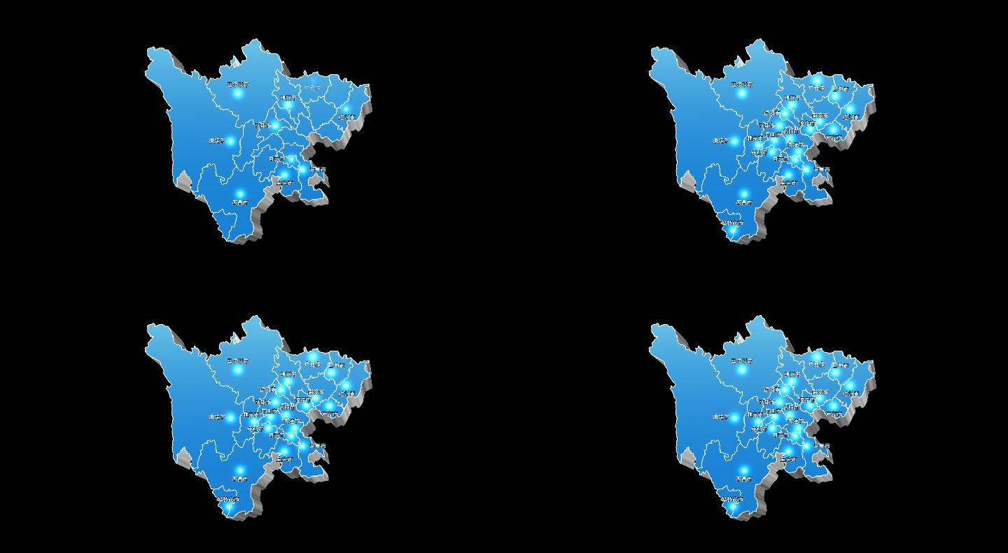 四川省三维立体地图区域通道视频蓝色