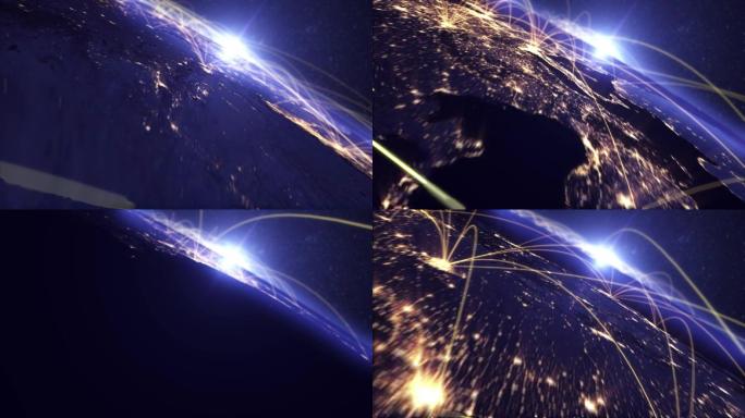 科技世界地图地球连线动画