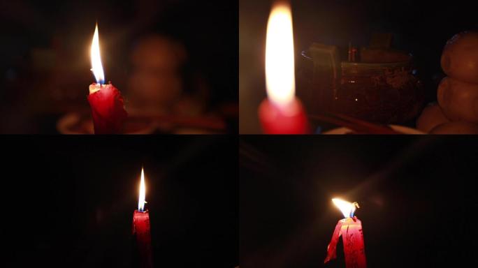 红色蜡烛燃烧祭奠祭拜